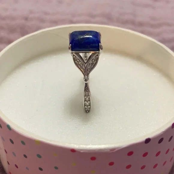 Bomb Party Sterling Silver Ring, Genuine Lapis, Size 8 - Picture 3 of 6